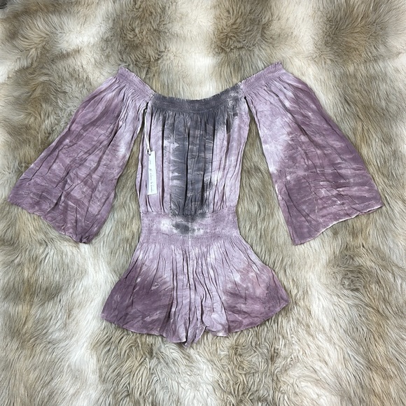 Young Fabulous & Broke Strapless Tie Dye Wide Sleeve Romper, Small, New with Tag - Picture 15 of 15